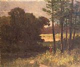 landscape with trees and woman by Edward Mitchell Bannister